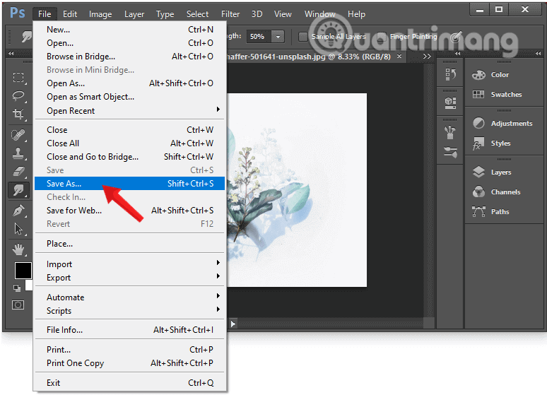Cách chuyển file ảnh sang pdf bằng Adobe Photoshop bước 2