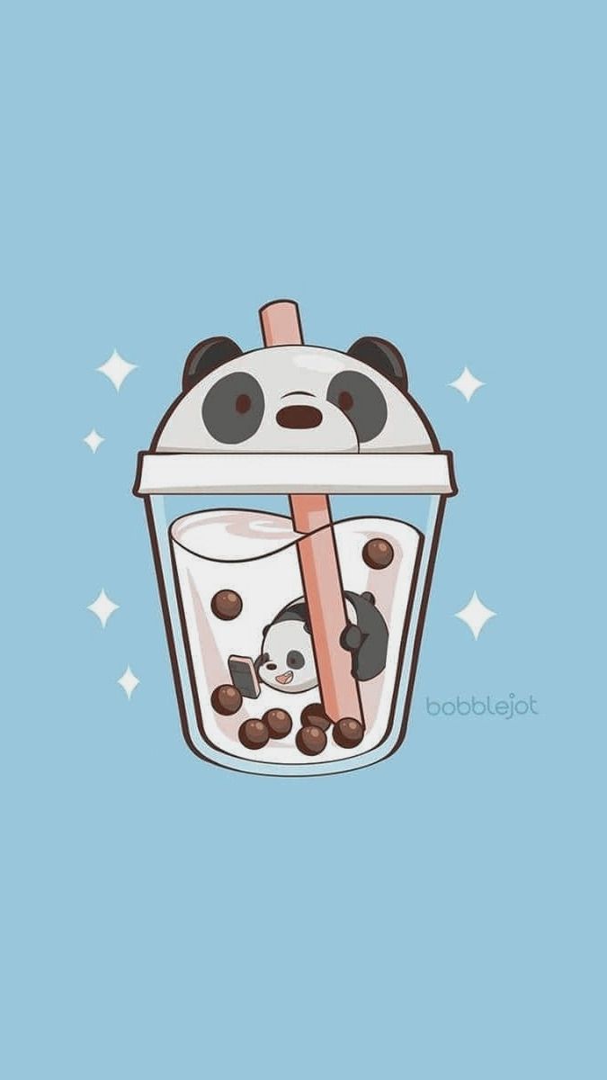 Hình ảnh trà sữa cute với chú gấu panda trong We Bare Bears